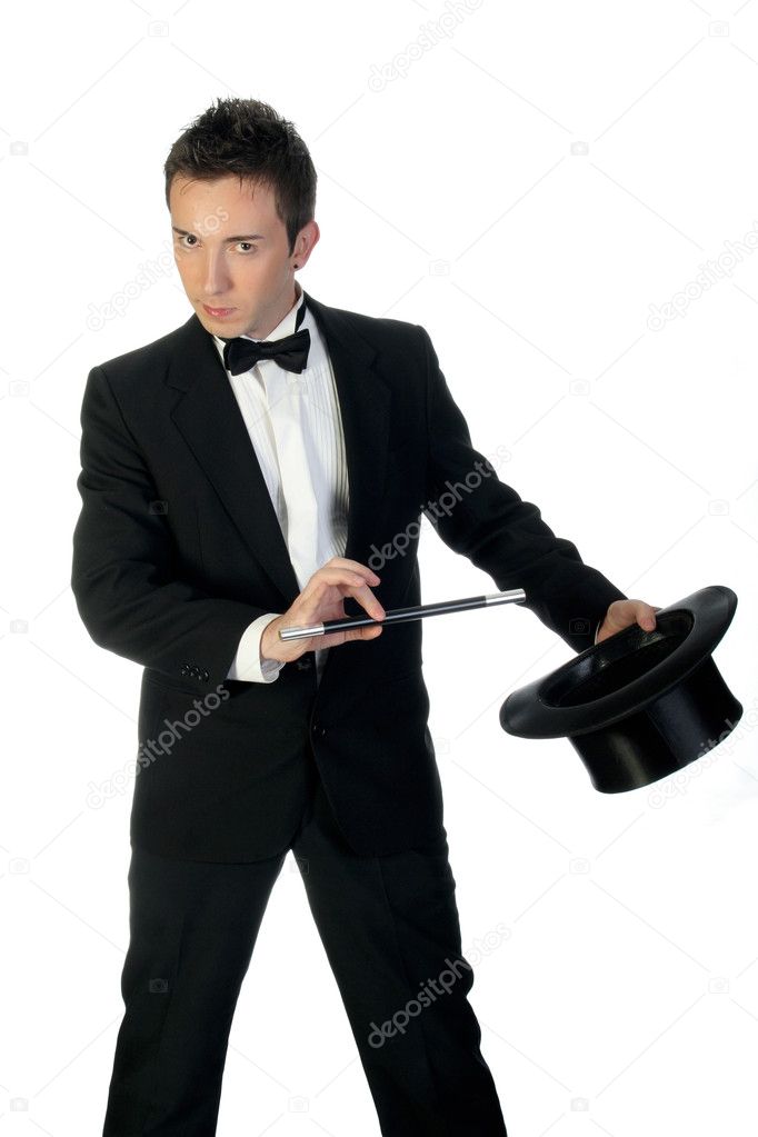 Magician with wand and hat