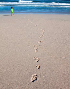 Footprints of a child on the beach clipart