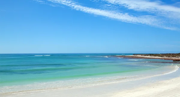 stock image Panoramic of a calm ocean and beach