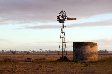 Windmill at sunrise clipart