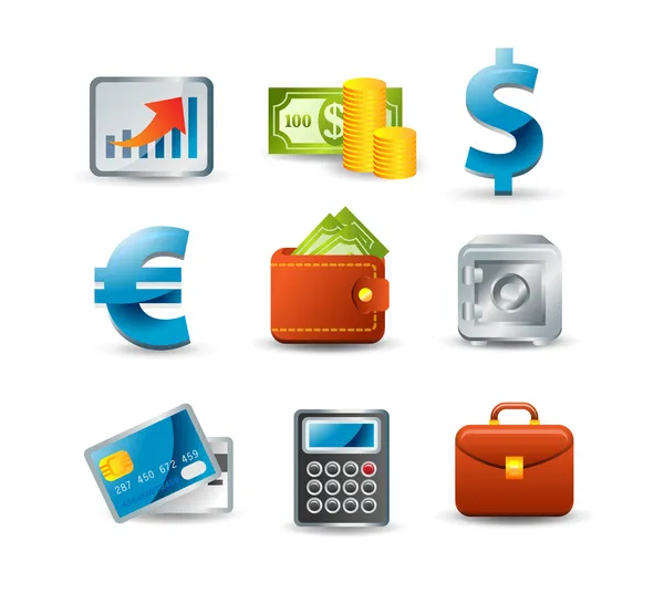 Ensemble d'icônes financières — Image vectorielle