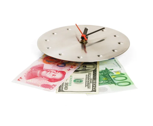 stock image Currency on a clock