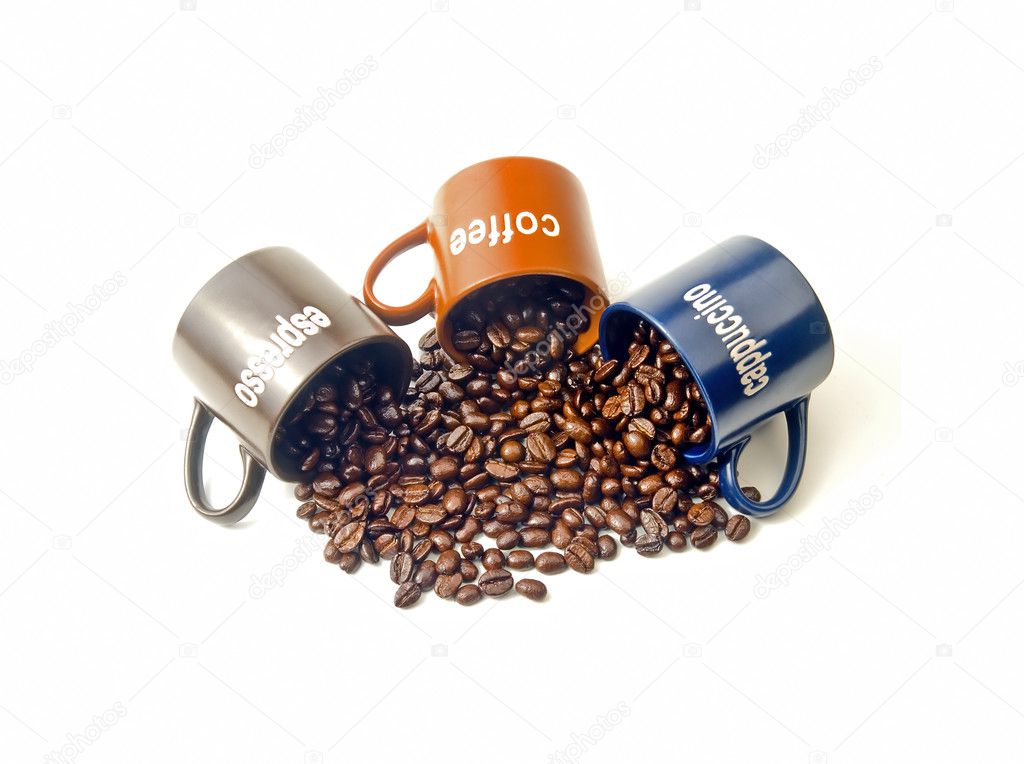 Koffie cups met koffiebonen — Stockfoto © keko64 #3254989