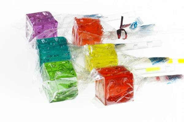 Colorfull dice lollipops — Stock Photo, Image