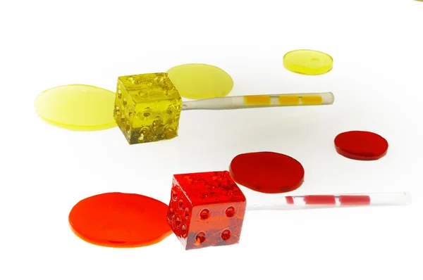 Colorfull dice lollipops — Stock Photo, Image