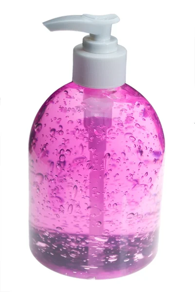 Bouteille de gel pour cheveux rose sur blanc — Photo