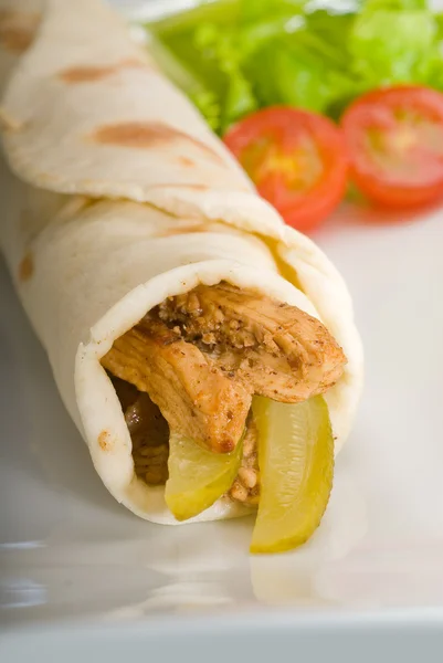 stock image Pita bread chicken roll