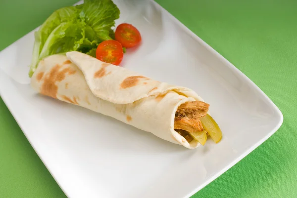 stock image Pita bread chicken roll