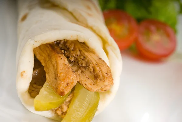 stock image Pita bread chicken roll