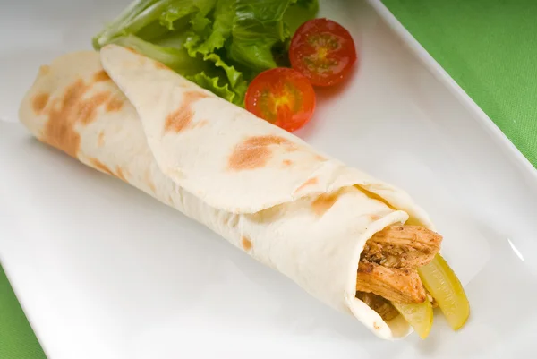 Stock image Pita bread chicken roll