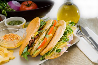 Assorted panini sandwich clipart