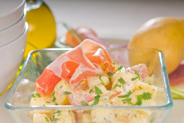 Parma ham and potato salad — Stock Photo, Image