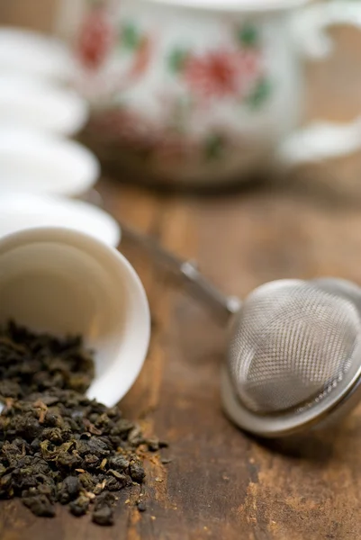 Ensemble de thé vert chinois — Photo