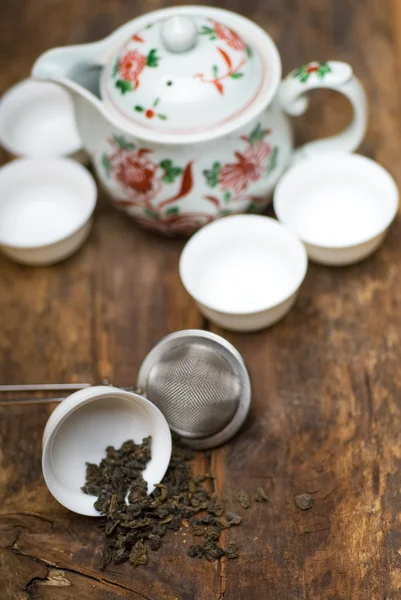 Conjunto de chá chinês verde — Fotografia de Stock