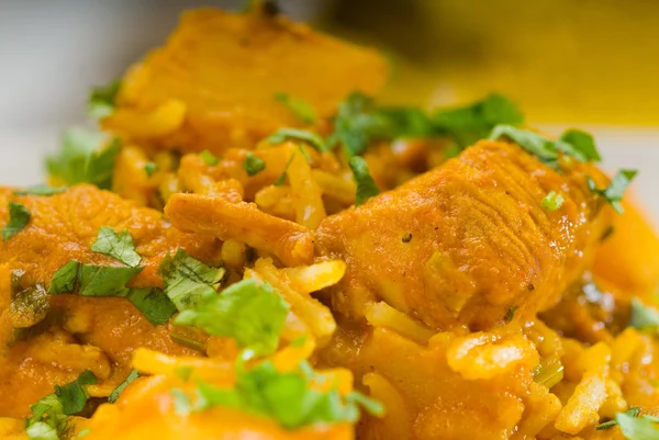 Curry nötkött ris och potatis — Stockfoto