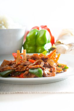 Chinese beef and vegetables clipart