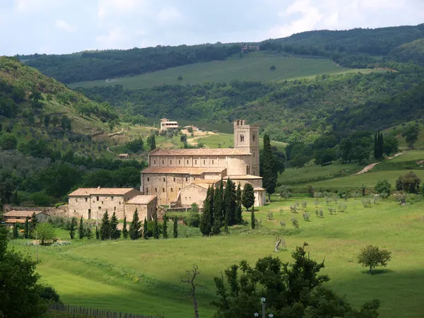 Sant antimo abbey nära montalcino i Toscana — Stockfoto