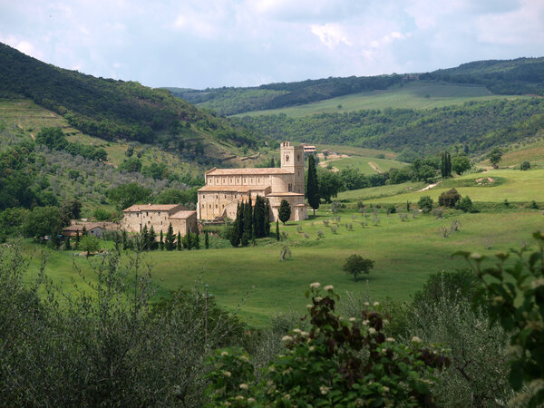 Sant Antimo Abbey near Montalcino in Tuscany, Italy