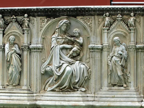 Siena - Panel of the Fonte Gaia — Stock Photo, Image