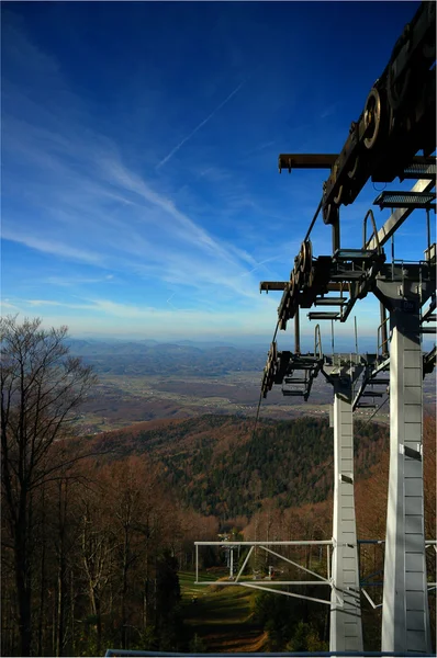 stock image Empty mountain cable car elevator