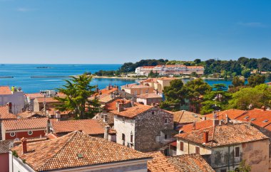 Adriatic sea coast of old Croatian town clipart
