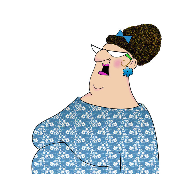 Говорящая дама в синем платье
