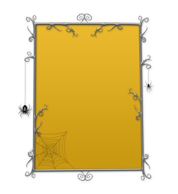 Halloween Goth Checkerboard Frame With Spiders clipart