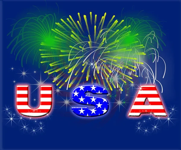 Patriotyczne fajerwerki, Stany Zjednoczone Ameryki — Zdjęcie stockowe