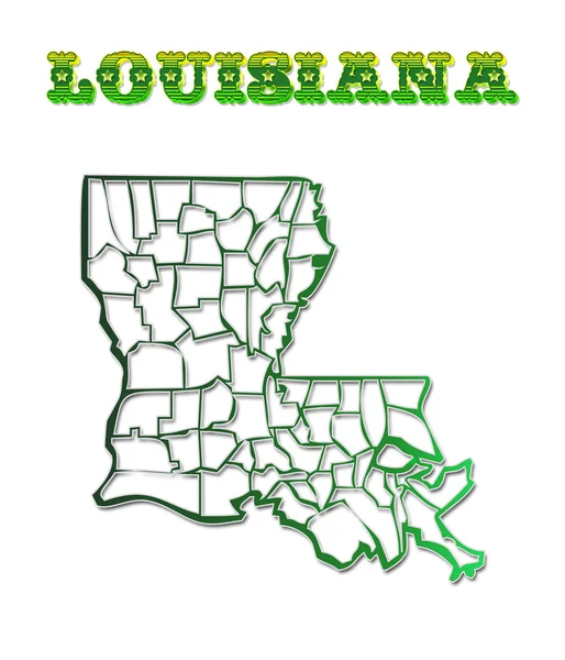 Louisiana With Parish Borders — Stock Photo, Image