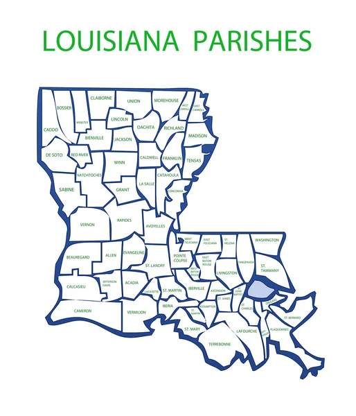 Louisiana With Parishes — Stock Photo, Image