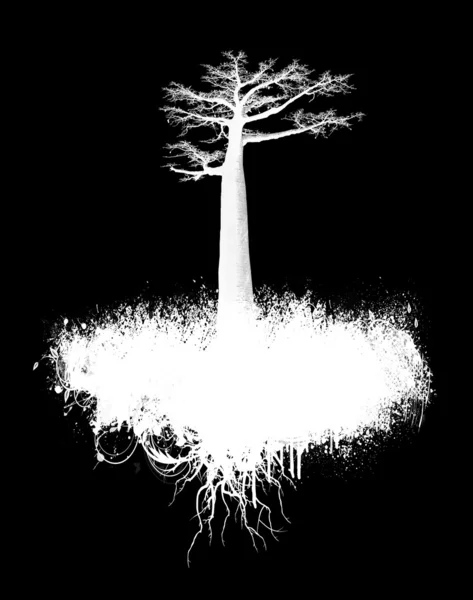 Grunge Árvore Colagem branco em preto — Fotografia de Stock