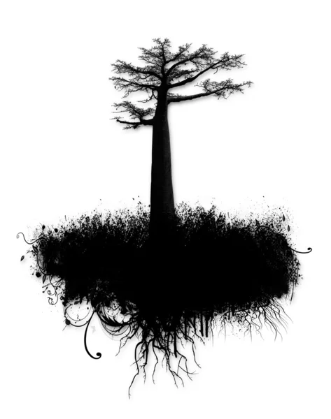 Drzewo ilustracja kolaż — Zdjęcie stockowe