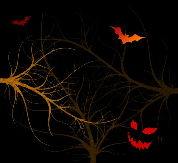 Halloween spöklika träd — Stockfoto