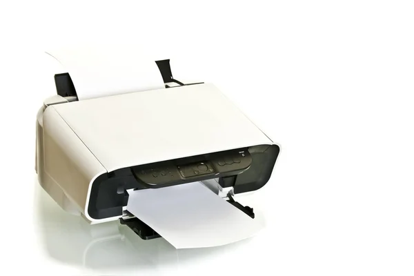 Струйный принтер с бумагой в Стоковое Изображение
