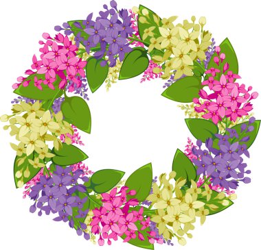 Vector wreath of twigs of lilac clipart