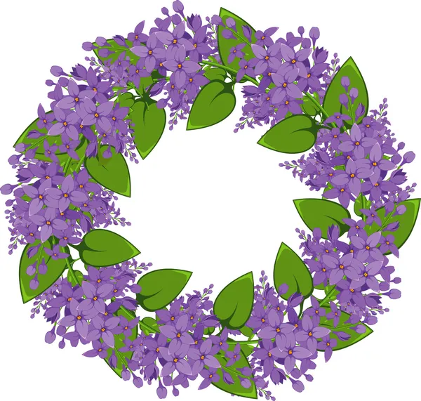 Vector wreath of twigs of lilac — Stock Vector