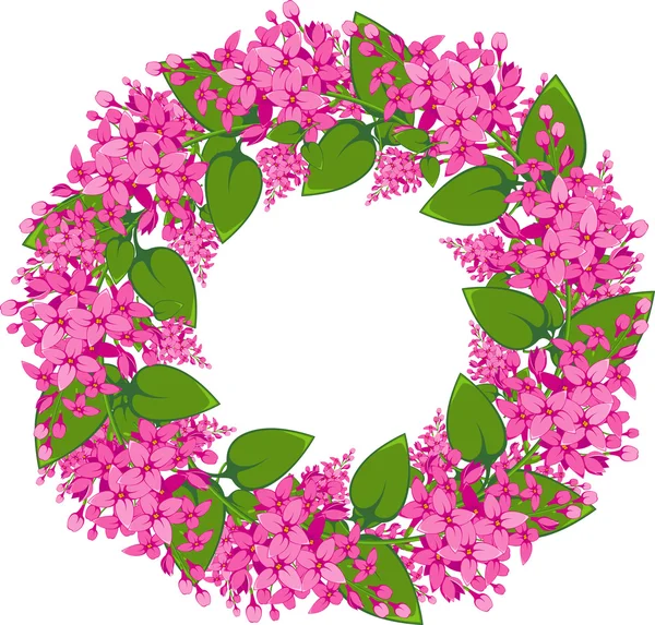 Vector wreath of twigs of lilac — Stock Vector