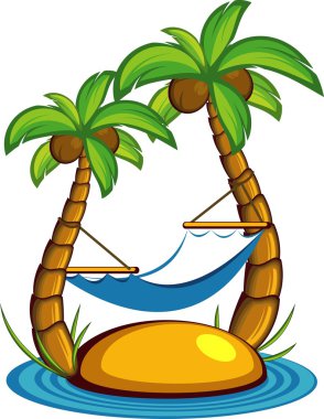 Island with palm trees and a hammock clipart