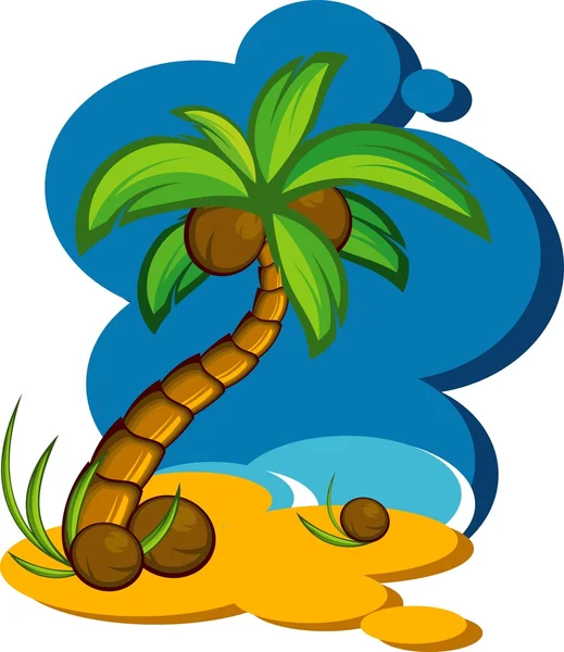 Vektorillustration mit einer Kokospalme — Stockvektor