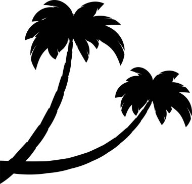 Silhouette of two palms clipart