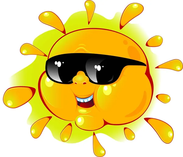 Cartoon solen i en solglasögon — Stock vektor