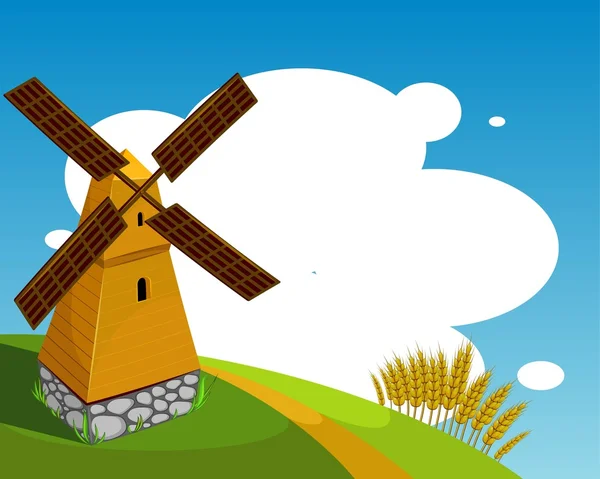 Contexte avec moulin à vent — Image vectorielle