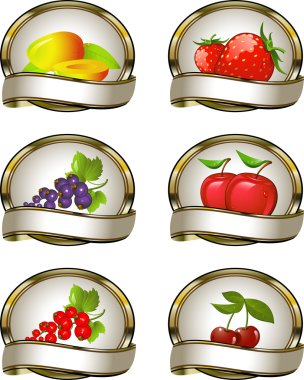 Collection of labels for fruit products clipart