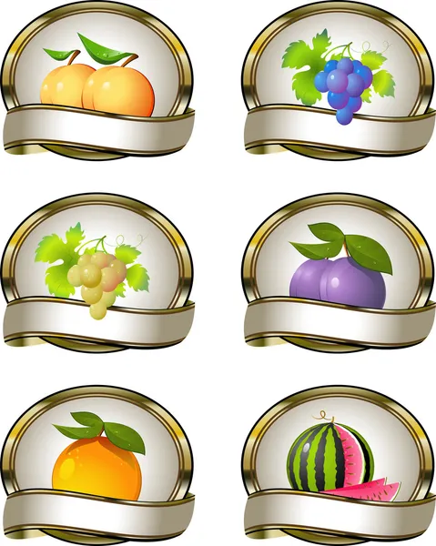 Collecte d'étiquettes pour les produits fruitiers — Image vectorielle
