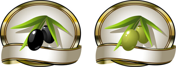 Two labels olives: black and green