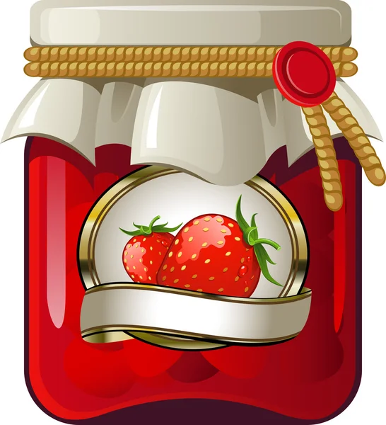 Jar of strawberry jam — Stock Vector