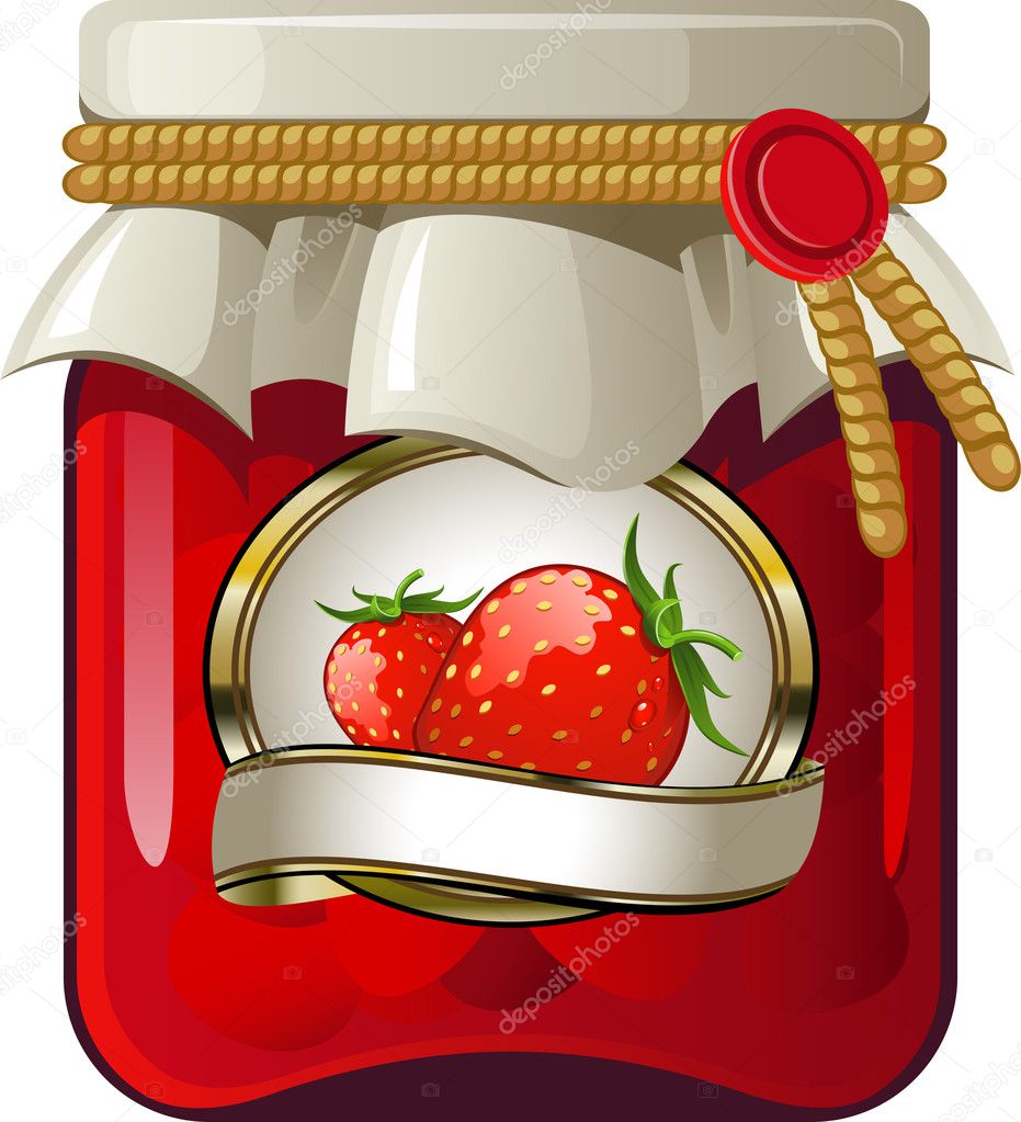 Jar of strawberry jam