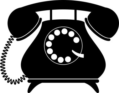 Retro telephone. Silhouette clipart