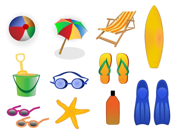 Iconos de verano y playa — Archivo Imágenes Vectoriales