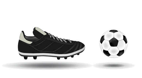 Μπάλα ποδοσφαίρου και παπούτσια διανυσματικά εικονογράφηση — Διανυσματικό Αρχείο